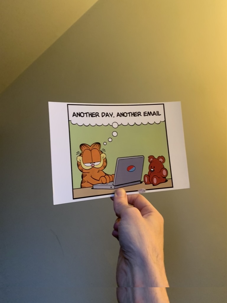 A Garfield meme sent as a postcard