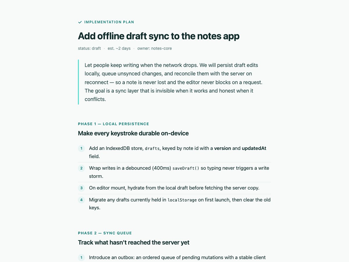 Example project plan